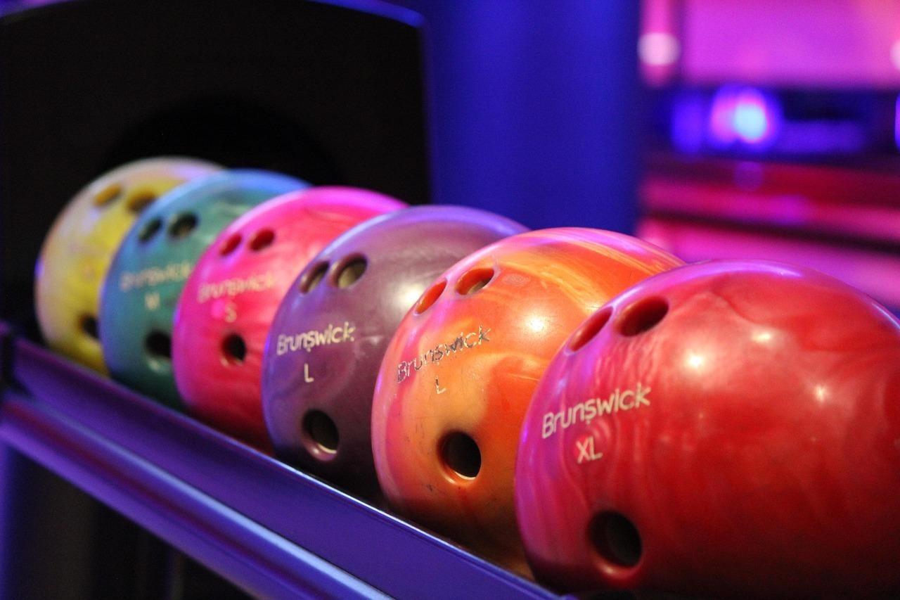 Colourful bowling balls